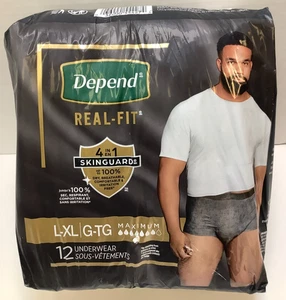 Depend Real Fit Unterwäsche für Herren, Gr. L/XL, 12ct, maximale Saugfähigkeit, grau - Bild 1 von 5