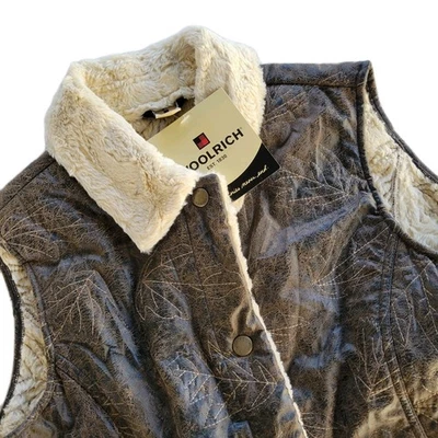 Chaleco Woolrich Para Mujer Grande Westridge Cuero Sintético Forrado Sherpa Marrón Aspen Nuevo con Etiquetas Foto 1 de 4
