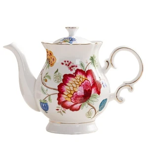European Style Ceramic Flower Teapot Coffee Pot Water Pot Porcelain Gift Larg... - Foto 1 di 7