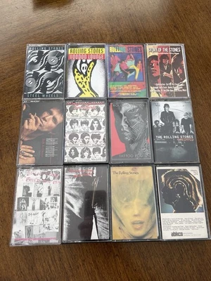 Rolling Stones 12 Cassette Tape LOT Sticky Fingers Exile on Main St. Some Girls - Image 1 of 4