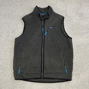 Patagonia Retro Pile Fleece Vest Large Gray Deep Pile Full Zip Sherpa - Picture 1 of 6