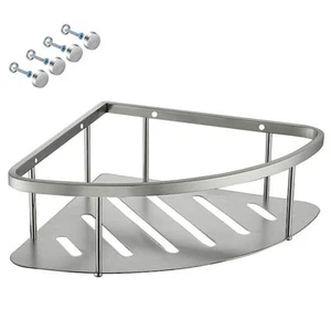 Wall Mounted Corner Shower Caddy Storage Shelf Triangular Stainless Steel Nickel - Picture 1 of 9
