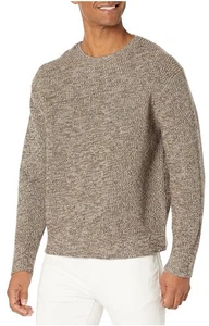 Theory Men’s Lamar Heathered Merino Wool Crewneck Sweater XL Brown Neutral EUC - Picture 1 of 8
