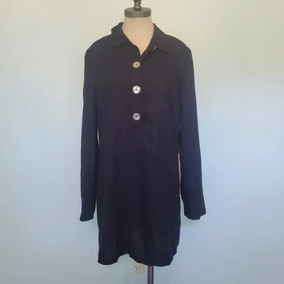 Reformation M Malcolm Shirt Dress Black Button Career Minimalist 100% Linen - Image 1 of 4