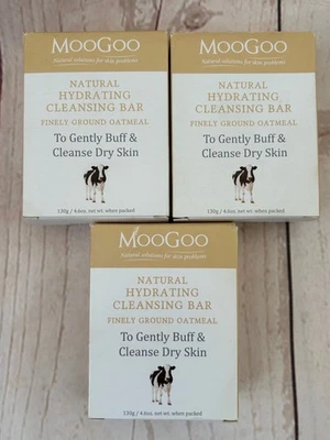 MooGoo Natural Refreshing Cleansing Bar, Finely Ground Oatmeal, 3 x 130g