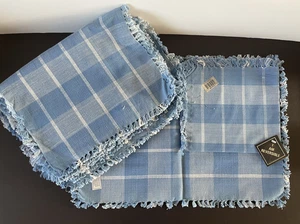 Blau & weiß kariert gewebte Baumwolle 8 Tischsets & 8 Servietten 12 x 18 Fransen Neu mit Etikett - Bild 1 von 5