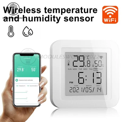 Smart WiFi Temperature Humidity Sensor Thermometer Hygrometer Alexa Google Tuya - Image 1 of 4