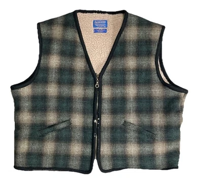 Vintage Pendleton Outdoorsman Vest Flannel Lined Distressed Men’s XL Zipper - Image 1 of 4