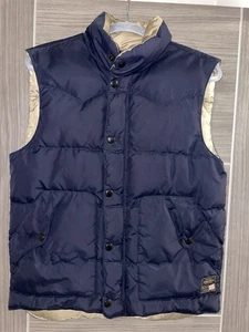 Ralph Lauren Western Down Puffer Vest Snap Button Navy Mens S - Picture 1 of 7