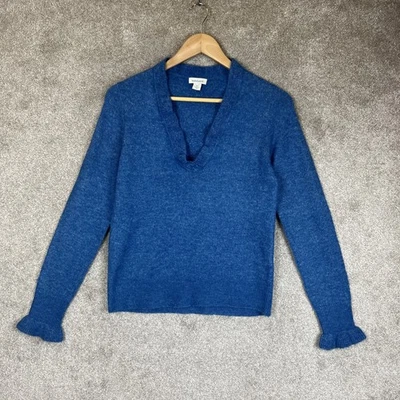 Sundance Sweater Womens Extra Small Blue Pullover V Neck Ruffle Stretch- 4021 - Image 1 of 4