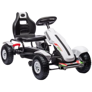 Aosom Kinder weißes Go Kart Pedal Aufsitzspielzeug mit verstellbarem Sitz scharfer Griff - Bild 1 von 4