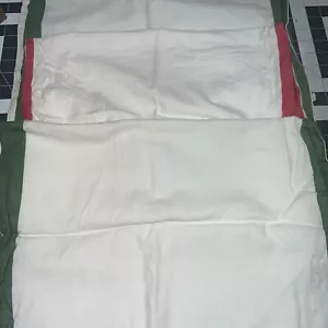 3 Vintage Martex Green & Red Stripe Tea Towels - Picture 1 of 2