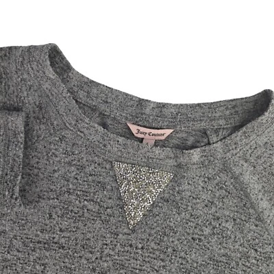 Y2K Juicy Couture Womens Large Gray Bedazzled Long Sleeve Lightweight Sweatshirt - Image 1 of 4