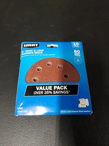 (10-Pk) HART Wood Metal Stripping 60 GRIT COARSE 5" HOOK & LOOP SANDING DISCS - Picture 1 of 7