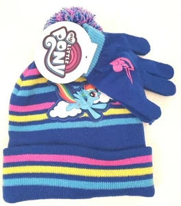 My Little Pony Girls Blue Knit Winter Warm Hat Beanie and Glove Set - Picture 1 of 6