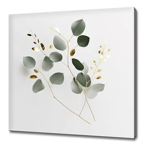 Green Eucalyptus Leaves Branch Watercolour Painting Style Canvas Print Wall Art - Picture 1 of 7