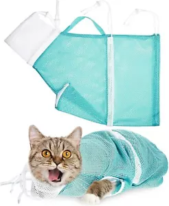 Cat Shower Net Bag Cat Grooming Bathing Bag Adjustable Cat Washing Bag Multifunc - Picture 1 of 7