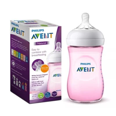 Philips Avent Natural 2. 0 Pink Feeding Bottle 260ml SCF034/10-BPA Free - image 1 of 4