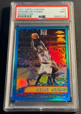 Dikembe Mutombo Topps 2001 refractor cromado #55 PSA 9 Pop 10 ninguno superior Foto 1 de 2