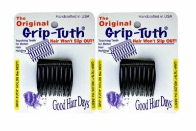 4 Combs x Good Hair Days Grip-Tuth® 1 1/2" Black Tuck combs Made in USA 40074 - Image 1 of 4