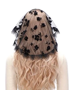 Lace Mantilla Chapel Veils Princess Black Floral Mantillas for Church Women T... - Picture 1 of 6