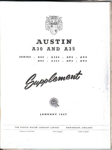 Austin A30 & A35 original Workshop Supplement AS4&5 A2S4&5 AP4&5 AV4&5 1957 - Picture 1 of 1