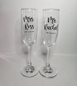 Friends The TV Series Set of 2 Champagne Flutes Rachel & Ross by Paladone - Picture 1 of 5