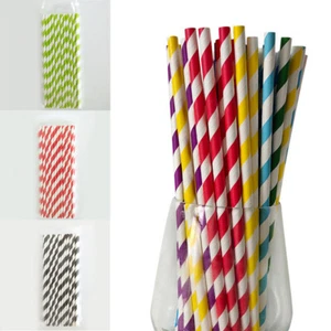 RETRO STRAWS DRINKING POLKA VINTAGE PARTY WEDDING BIRTHDAY *UK 25 STRIPE PAPER - Picture 1 of 27
