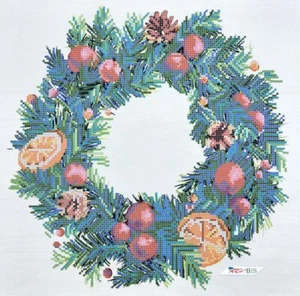 Wreath Bead Embroidery Scheme on Canvas DIY Stamped Printed Pattern ta-440 - Picture 1 of 12
