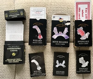 MARVINS MAGIC TRICK CARDS - 4 PACKS - 8+ - SVENGALI - MIND READER -WIZARD - MORE - Picture 1 of 2