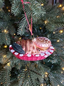 Cheese Burger Fries Ornament American Diner Basket Pickle Small Paint Flaw - Picture 1 of 3