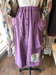 Upcycled Steampunk Purple Linen Skirt Edwardian Victorian Historybounding Small - Picture 1 of 10