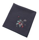 Holly Trail Christmas Embroidered Napkin - Pewter/Multicolour