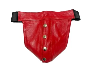 Men's G String Red Leather Button Jock Strap Supporter Club Wear B-76 - Picture 1 of 3