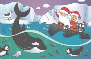 CANADA SANTA CLAUS AFTER XMAS POST CARD FRENCH & ENGLISH 2021 BALEINE ORQUE  - Picture 1 of 3