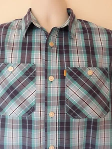 MENS CATERPILLAR SHORT SLEEVED SHIRT SZ S IN VGC! AQUA, NAVY STRIPED - Picture 1 of 7