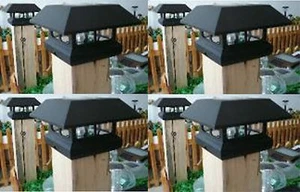 4 Kits Black New Outdoor Garden Solar Panel Post Deck Cap Light - Picture 1 of 3