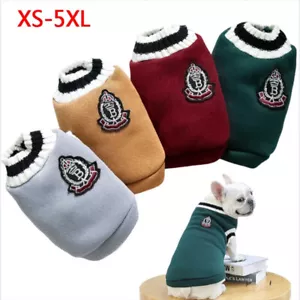 Puppy Dog Jumper Winter Warm Knitted Sweater Pet Clothes Small Dogs College Coat - Picture 1 of 16