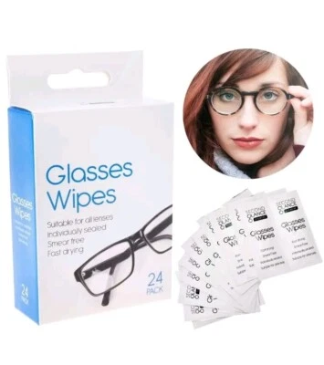 EYEWEAR Optical GLASSES LENS CLEANER Cloth Wipes Spectacle Glasses Wipes New 24 Pack