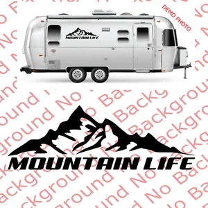 LARGE Black MOUNTAIN LIFE Die Cut Vinyl Decal for RV Trailor Pickup Truck JW014 - Picture 1 of 7