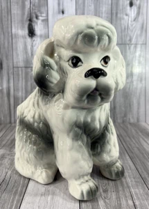 Vintage Giftware's Co Nancy Pew Gray Sitting Poodle or Bichon Planter - Picture 1 of 14