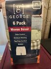 George Men's Woven Moisture Wicking Boxers 6 Pack Tag Free Comfort Size 3Xl Bnwt