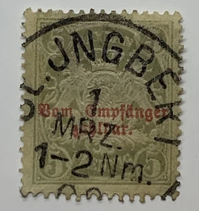 1876 BAVARIA POSTAGE DUE STAMP WITH ST. INGBERT SON CANCEL - Picture 1 of 2