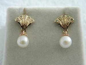 Welsh Clogau 9ct Yellow & Rose Gold Windsor Pearl Stud Earrings - Picture 1 of 6