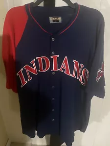 CLEVELAND INDIANS/GUARDIANS LEGENDS ATHLETIC SIZE XL BUTTON DOWN BLUE JERSEY - Picture 1 of 18