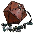 Pouch Leather D20 Dice Bag Coin Purse Leather Drawstring Pouch Board Game