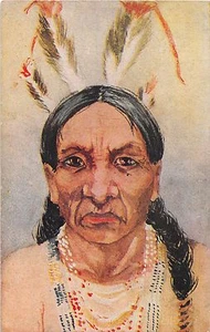 B61/indio nativo americano postal c1910 tocado plumas pelo largo 14 - Imagen 1 de 1