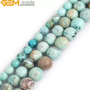 Natural Old Turquoise Peru Turquoise Vintage Round Beads For Making Jewelry 15" - Picture 1 of 50