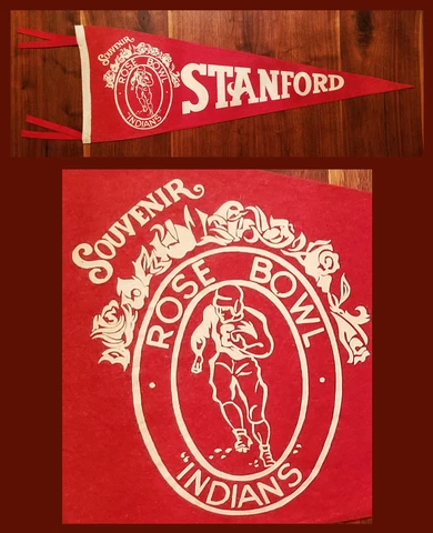 VINTAGE 1941 Stanford University Indian Rose Bowl Football Pennant! WOW Cover