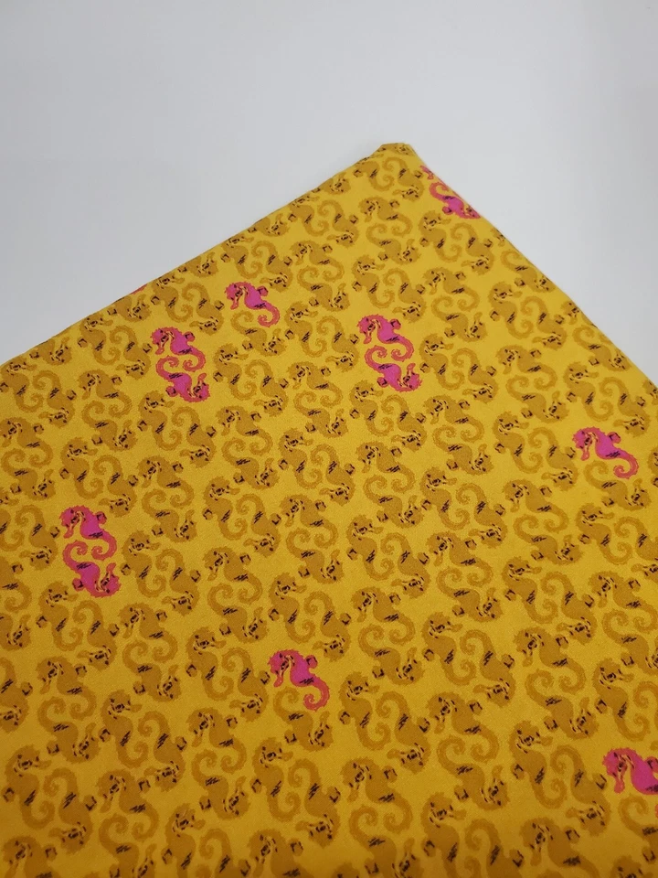 Ткань Heather Ross Mendocino Seahorses Nautical Sea Life 1-й выпуск ТОЛСТАЯ ЧЕТВЕРТЬ - Изображение 1 из 1